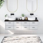 vidaXL bordplade til badeværelse 180x30x(2-6) cm massivt træ mørkebrun