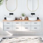 vidaXL bordplade til badeværelse 180x40x(2-4)cm massivt træ ubehandlet - Kategori: Egetræshylder til hjemmet 4 vidaXL bordplade til badeværelse 180x40x(2-4)cm massivt træ ubehandlet