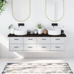 vidaXL bordplade til badeværelse 180x40x(2-6) cm massivt træ mørkebrun