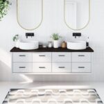 vidaXL bordplade til badeværelse 180x50x(2-4) cm massivt træ mørkebrun