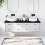 vidaXL bordplade til badeværelse 180x60x(2-6) cm massivt træ mørkebrun