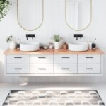 vidaXL bordplade til badeværelse 200x50x(2-4) cm massivt træ lysebrun - Kategori: Egetræshylder til hjemmet 4 vidaXL bordplade til badeværelse 200x50x(2-4) cm massivt træ lysebrun