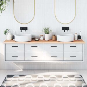 vidaXL bordplade til badeværelse 200x60x(2-4)cm massivt træ ubehandlet