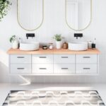 vidaXL bordplade til badeværelse 200x60x(2-6) cm massivt træ lysebrun