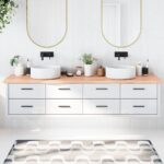 vidaXL bordplade til badeværelse 220x50x(2-4) cm massivt træ lysebrun - Kategori: Egetræshylder til hjemmet 4 vidaXL bordplade til badeværelse 220x50x(2-4) cm massivt træ lysebrun