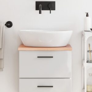 vidaXL bordplade til badeværelse 40x30x2 cm massivt træ lysebrun