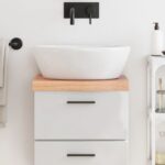 vidaXL bordplade til badeværelse 40x40x(2-6) cm massivt træ lysebrun