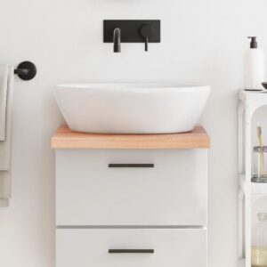 vidaXL bordplade til badeværelse 40x60x(2-4) cm massivt træ lysebrun