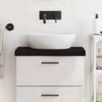 vidaXL bordplade til badeværelse 60x30x(2-6) cm massivt træ mørkebrun