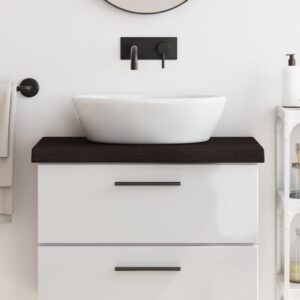 vidaXL bordplade til badeværelse 80x30x(2-6) cm massivt træ mørkebrun
