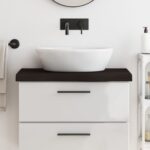 vidaXL bordplade til badeværelse 80x40x(2-6) cm massivt træ mørkebrun