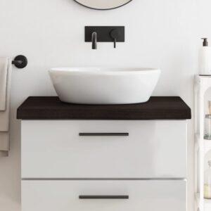 vidaXL bordplade til badeværelse 80x60x(2-6) cm massivt træ mørkebrun