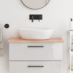 vidaXL bordplade til badeværelse 80x60x2 cm massivt træ lysebrun