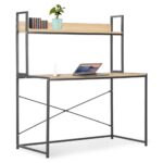 vidaXL computerbord 120 x 60 x 138 cm sort og egetræsfarve
