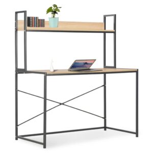 vidaXL computerbord 120 x 60 x 138 cm sort og egetræsfarve