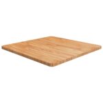 vidaXL firkantet bordplade 70x70x2,5 cm behandlet massivt eg lysebrun