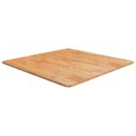 vidaXL firkantet bordplade 80x80x1,5 cm behandlet massivt eg lysebrun