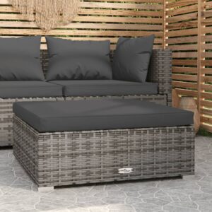 vidaXL fodskammel med hynde til haven 70x70x30 cm polyrattan grå