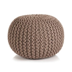 vidaXL håndstrikket puf bomuld 50 x 35 cm brun