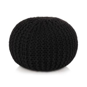 vidaXL håndstrikket puf bomuld 50 x 35 cm sort