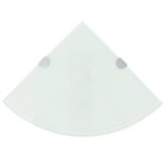 vidaXL hjørnehylde m. krombeslag hvidt glas 35×35 cm - Kategori: Stilfulde svævehylder 4 vidaXL hjørnehylde m. krombeslag hvidt glas 35x35 cm