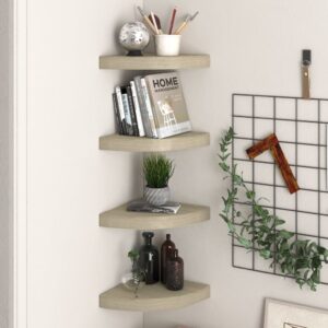 vidaXL hjørnehylder 4 stk. 25x25x3,8 cm MDF egetræsfarvet