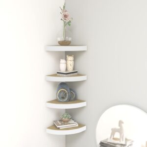 vidaXL hjørnehylder 4 stk. 35x35x3,8 cm MDF egetræsfarvet og hvid