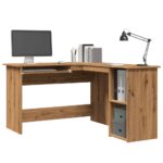 vidaXL hjørneskrivebord 120x140x75 cm konstrueret træ artisan egetræ - Kategori: Egetræshylder til hjemmet 4 vidaXL hjørneskrivebord 120x140x75 cm konstrueret træ artisan egetræ