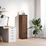vidaXL højskab 29,5x34x119,5 cm konstrueret træ brun egetræsfarve