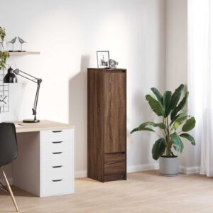 vidaXL højskab 29,5x34x119,5 cm konstrueret træ brun egetræsfarve