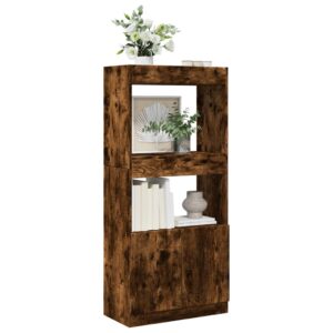 vidaXL højskab 63x33x140 cm konstrueret træ røget egetræsfarve