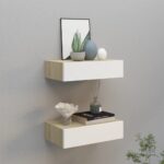 vidaXL hylder med skuffe 2 stk. 40×23,5×10 cm MDF egetræsfarve og hvid - Kategori: Egetræshylder til hjemmet 4 vidaXL hylder med skuffe 2 stk. 40x23,5x10 cm MDF egetræsfarve og hvid