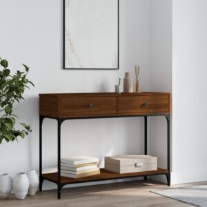 vidaXL konsolbord 100x34,5x75 cm konstrueret træ brunt egetræ