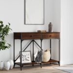 vidaXL konsolbord 100x39x78,5 cm konstrueret træ brun egetræsfarve - Kategori: Egetræshylder til hjemmet 4 vidaXL konsolbord 100x39x78,5 cm konstrueret træ brun egetræsfarve