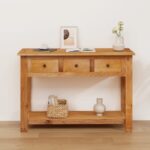 vidaXL konsolbord 110x35x75 cm massivt egetræ - Kategori: Egetræshylder til hjemmet 4 vidaXL konsolbord 110x35x75 cm massivt egetræ