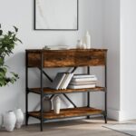 vidaXL konsolbord 75×34,5×75 cm konstrueret træ røget egetræsfarve - Kategori: Egetræshylder til hjemmet 4 vidaXL konsolbord 75x34,5x75 cm konstrueret træ røget egetræsfarve