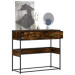 vidaXL konsolbord 90x35x80 cm konstrueret træ røget egetræsfarve - Kategori: Egetræshylder til hjemmet 4 vidaXL konsolbord 90x35x80 cm konstrueret træ røget egetræsfarve