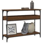 vidaXL konsolbord med hylde 100x29x75 cm konstrueret træ brunt egetræ - Kategori: Egetræshylder til hjemmet 4 vidaXL konsolbord med hylde 100x29x75 cm konstrueret træ brunt egetræ