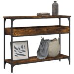vidaXL konsolbord med hylde 100x29x75 cm konstrueret træ røget eg - Kategori: Egetræshylder til hjemmet 4 vidaXL konsolbord med hylde 100x29x75 cm konstrueret træ røget eg