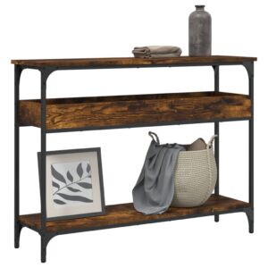 vidaXL konsolbord med hylde 100x29x75 cm konstrueret træ røget eg