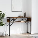 vidaXL konsolbord med hylde 105x30x75 cm konstrueret træ røget eg - Kategori: Egetræshylder til hjemmet 4 vidaXL konsolbord med hylde 105x30x75 cm konstrueret træ røget eg