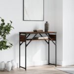 vidaXL konsolbord med hylde 75x30x75 cm konstrueret træ brunt egetræ - Kategori: Egetræshylder til hjemmet 4 vidaXL konsolbord med hylde 75x30x75 cm konstrueret træ brunt egetræ