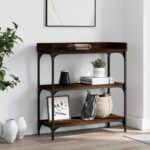 vidaXL konsolbord med hylder 75x30x80 cm brun egetræsfarve