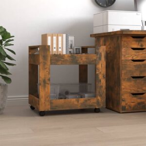 vidaXL kontorvogn 60x45x60 cm konstrueret træ røget egetræsfarve
