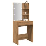 vidaXL makeupbord med LED-lys 60x40x140 cm kunsteg