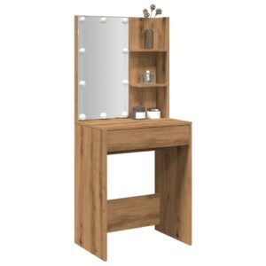 vidaXL makeupbord med LED-lys 60x40x140 cm kunsteg