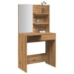 vidaXL makeupbord med spejl 74,5x40x141 cm kunsteg - Kategori: Egetræshylder til hjemmet 4 vidaXL makeupbord med spejl 74,5x40x141 cm kunsteg