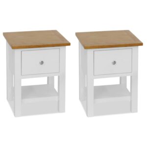 vidaXL natborde 2 stk. 36x30x47 cm massivt egetræ