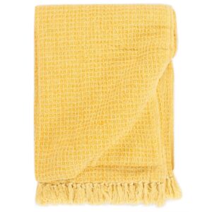 vidaXL plaid 125 x 150 cm bomuld sennepsgul