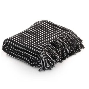 vidaXL plaid 125x150 cm bomuld firkanter sort